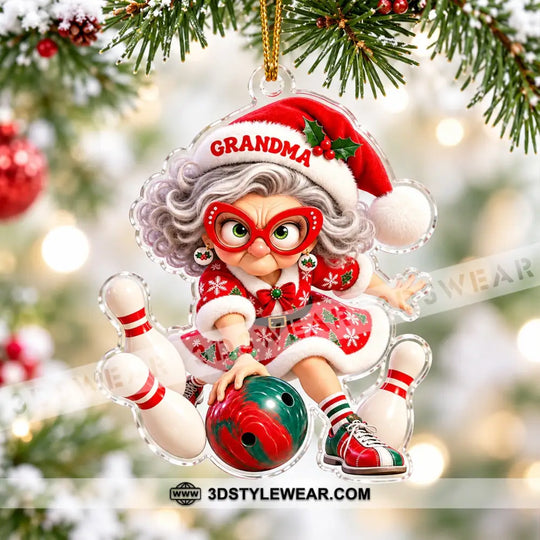 Bowling Grandma Home Decor, Christmas Ornament, Personalized Ornament style option 3