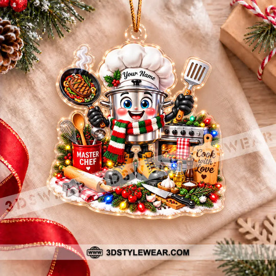 Chef Home Decor, Christmas Ornament, Personalized Ornament style option 2