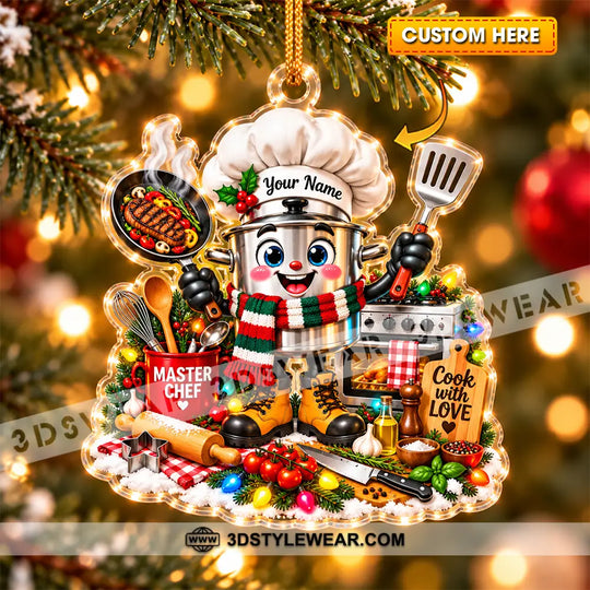 Chef Home Decor, Christmas Ornament, Personalized Ornament style option 1