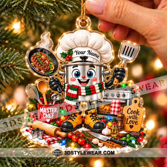 Chef Home Decor, Christmas Ornament, Personalized Ornament style option 3