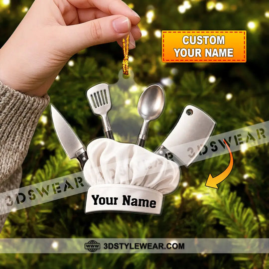 Chef Home Decor, Christmas Ornament, Personalized Ornament style option 2