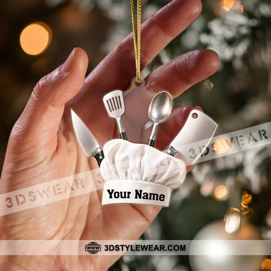 Chef Home Decor, Christmas Ornament, Personalized Ornament style option 3