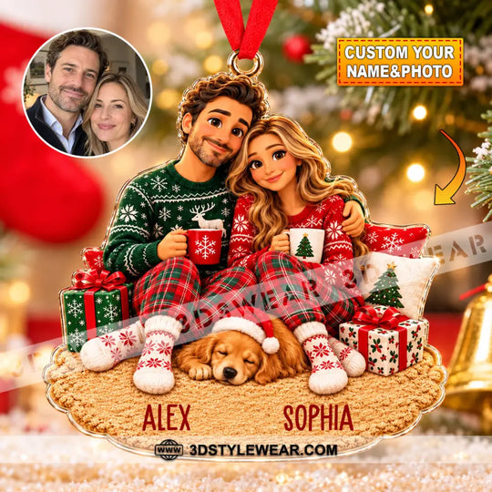Christmas Couple Home Decor, Christmas Ornament, Personalized Ornament style option 1