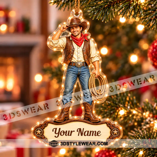 Cowboy Home Decor, Christmas Ornament, Personalized Ornament style option 2