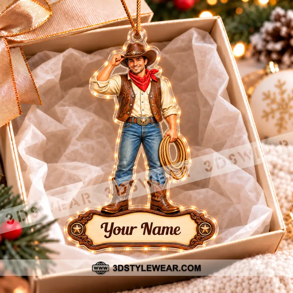 Cowboy Home Decor Christmas Ornament Personalized Ornament - Ornament