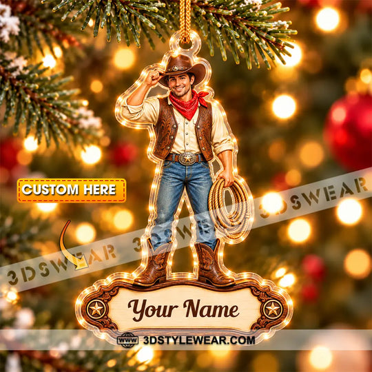 Cowboy Home Decor, Christmas Ornament, Personalized Ornament style option 1