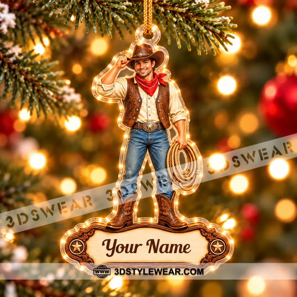 Cowboy Home Decor Christmas Ornament Personalized Ornament - Ornament