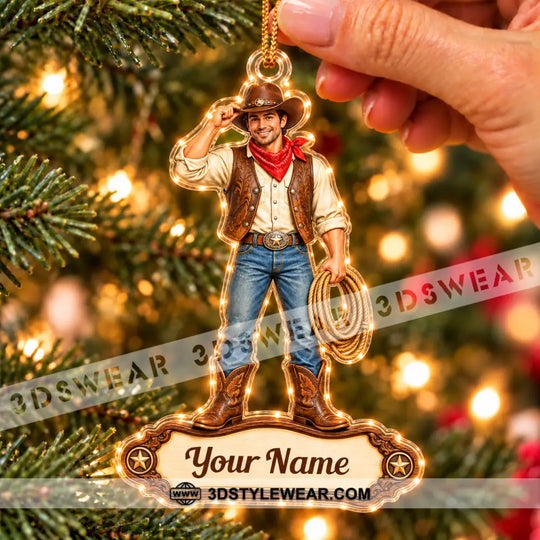 Cowboy Home Decor, Christmas Ornament, Personalized Ornament style option 4