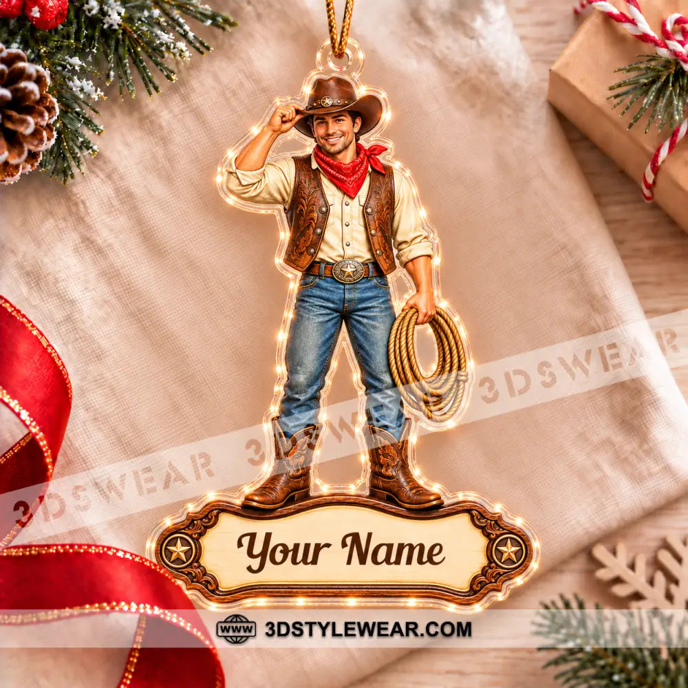 Cowboy Home Decor Christmas Ornament Personalized Ornament - Ornament