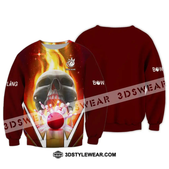 Custom Unisex Shirt, Bowling Skull T-Shirt, Bowling Shirt, Shirt For Bowling Lovers style option 4