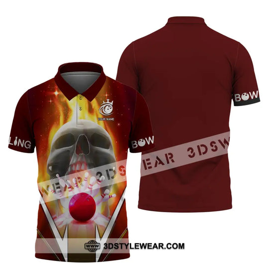Custom Unisex Shirt, Bowling Skull T-Shirt, Bowling Shirt, Shirt For Bowling Lovers style option 3