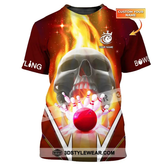 Custom Unisex Shirt, Bowling Skull T-Shirt, Bowling Shirt, Shirt For Bowling Lovers style option 1
