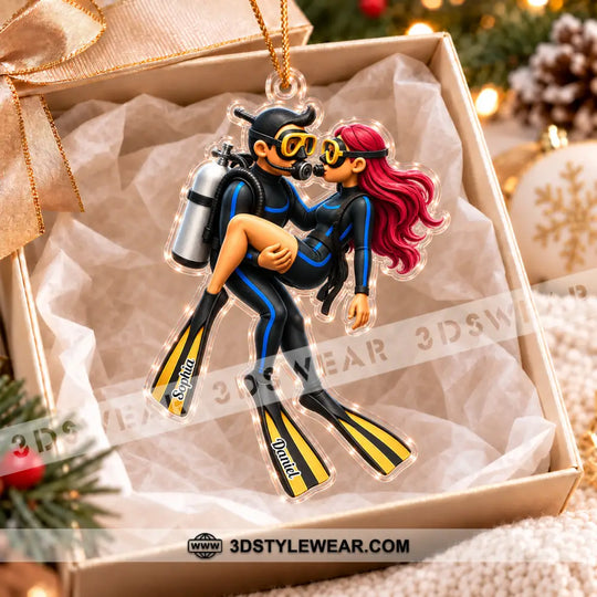 Diving Couple Home Decor, Christmas Ornament, Personalized Ornament style option 4