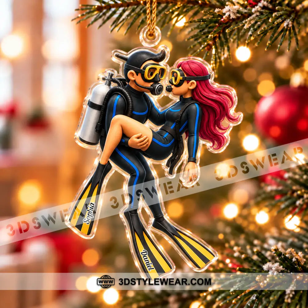 Diving Couple Home Decor Christmas Ornament Personalized Ornament - Ornament