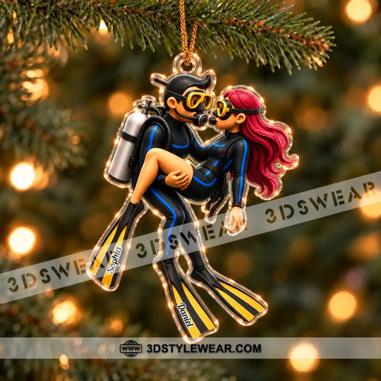 Diving Couple Home Decor, Christmas Ornament, Personalized Ornament style option 3