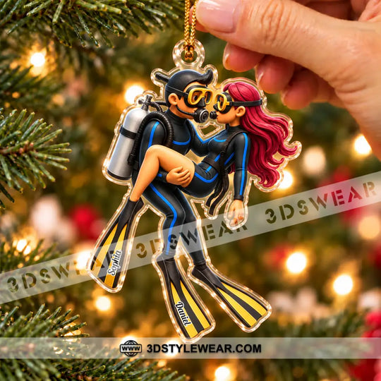 Diving Couple Home Decor, Christmas Ornament, Personalized Ornament style option 2