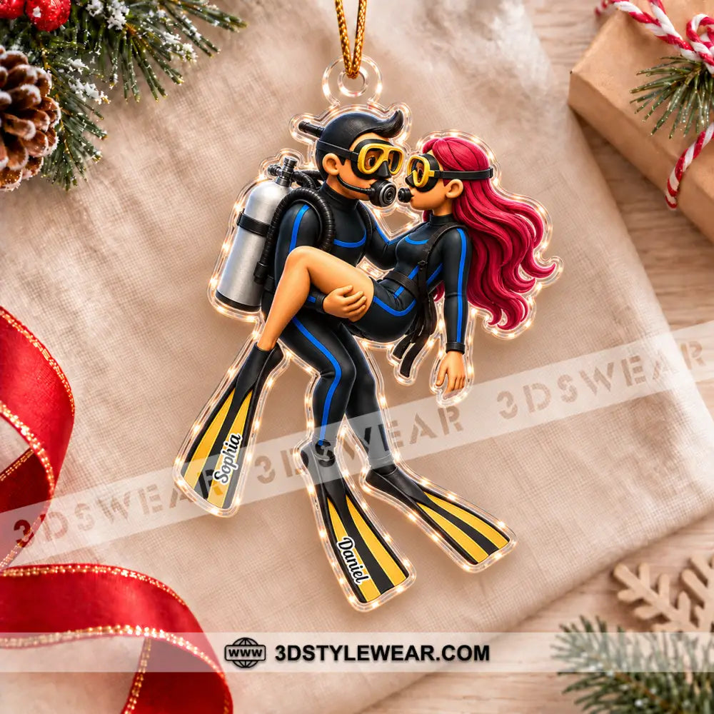 Diving Couple Home Decor Christmas Ornament Personalized Ornament - Ornament