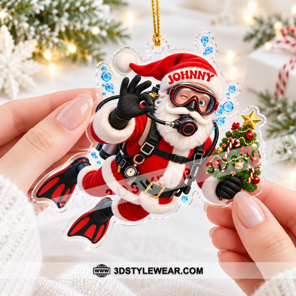 Diving Santa Home Decor Christmas Ornament Personalized Ornament - Ornament