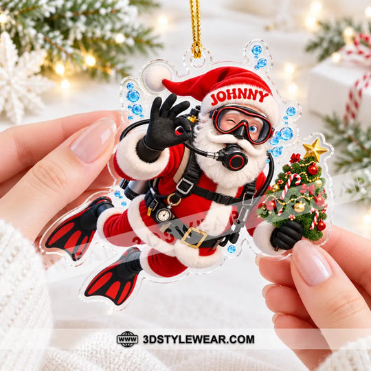 Diving Santa Home Decor, Christmas Ornament, Personalized Ornament style option 4