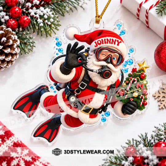 Diving Santa Home Decor, Christmas Ornament, Personalized Ornament style option 3