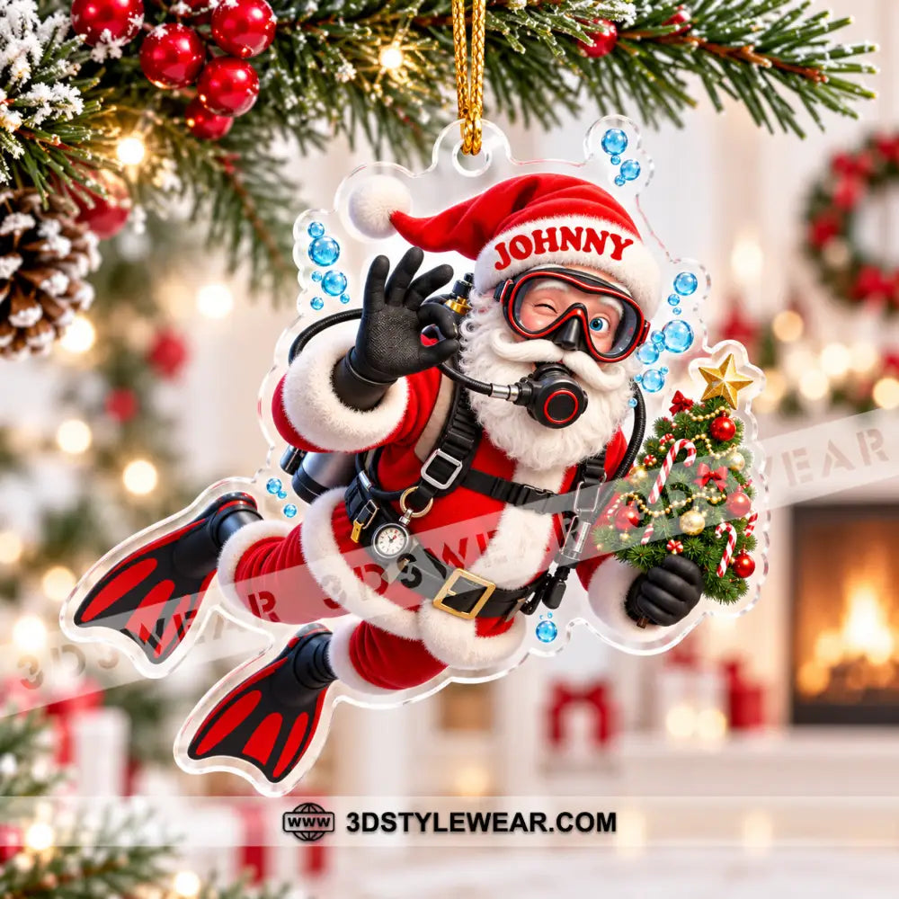 Diving Santa Home Decor Christmas Ornament Personalized Ornament - Ornament