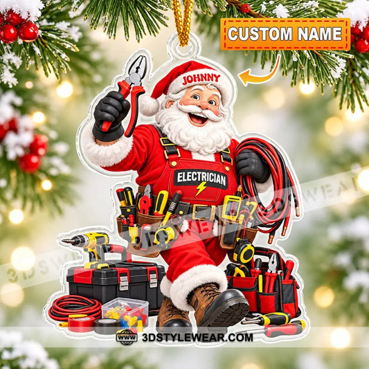 Electrician Santa Home Decor Christmas Ornament Personalized Ornament - 3.54’’ / 1 Ornament - Ornament