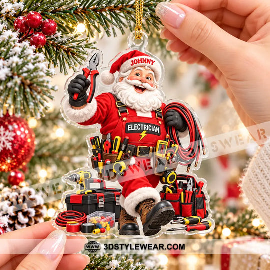 Electrician Santa Home Decor, Christmas Ornament, Personalized Ornament style option 4