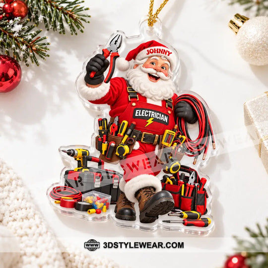 Electrician Santa Home Decor, Christmas Ornament, Personalized Ornament style option 2