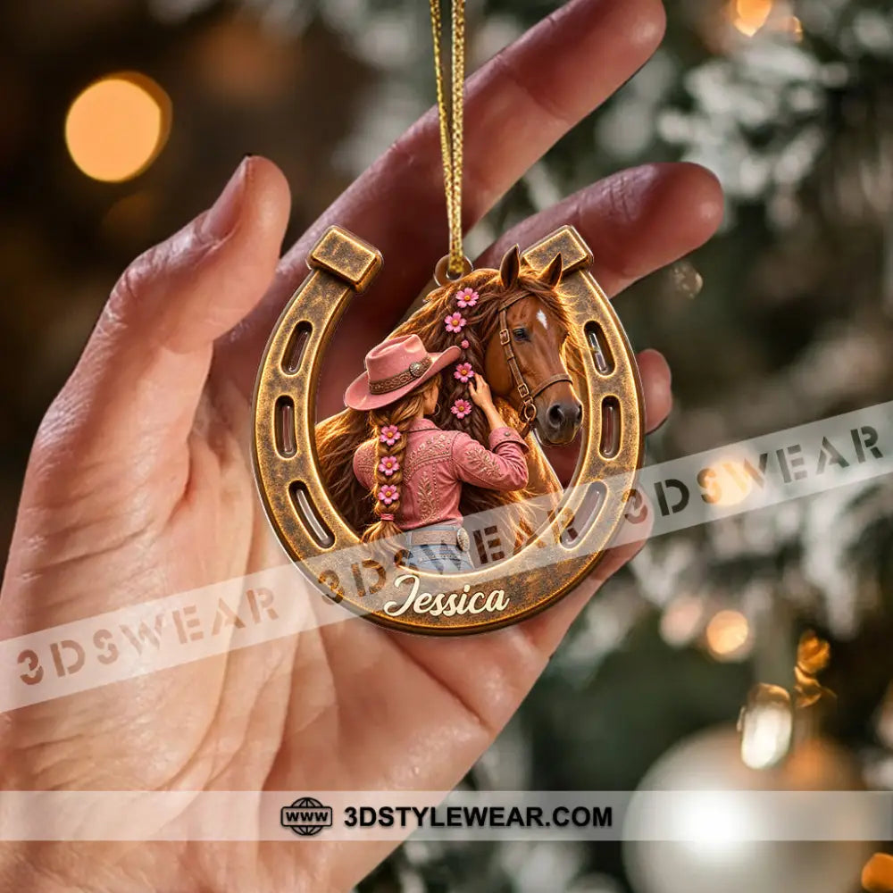 Girl Loves Horse Home Decor Christmas Ornament Personalized Ornament - Ornament