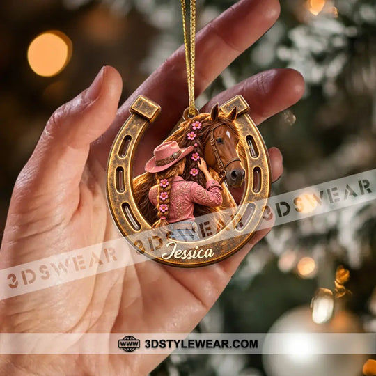 Girl Loves Horse Home Decor, Christmas Ornament, Personalized Ornament style option 2