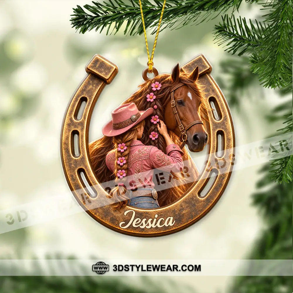 Girl Loves Horse Home Decor Christmas Ornament Personalized Ornament - Ornament