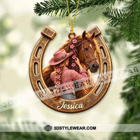 Girl Loves Horse Home Decor, Christmas Ornament, Personalized Ornament style option 4
