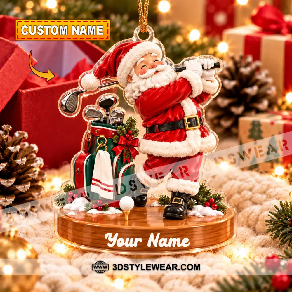 Golf Santa Home Decor Christmas Ornament Personalized Ornament - 3.54’’ / 1 Ornament - Ornament