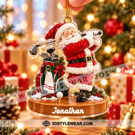 Golf Santa Home Decor, Christmas Ornament, Personalized Ornament style option 4