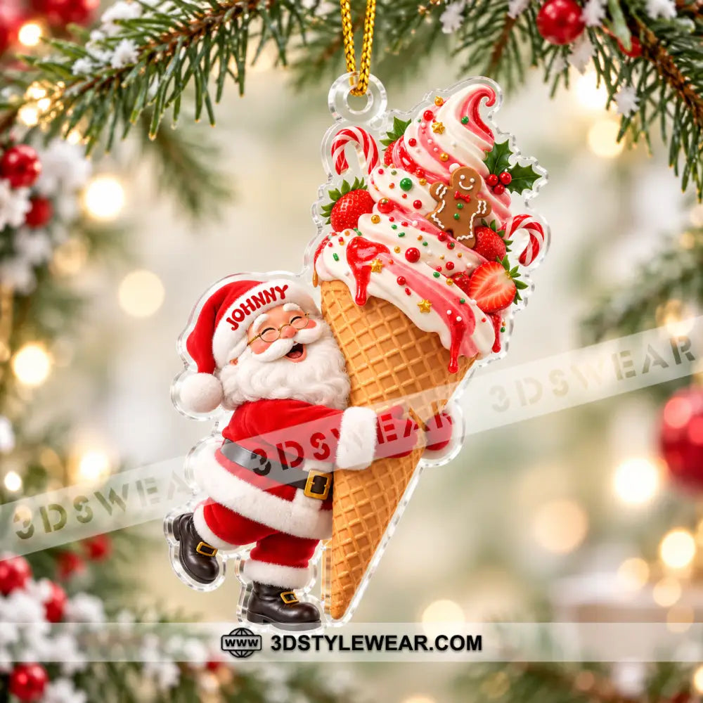 Ice Cream Santa Home Decor Christmas Ornament Personalized Ornament - Ornament