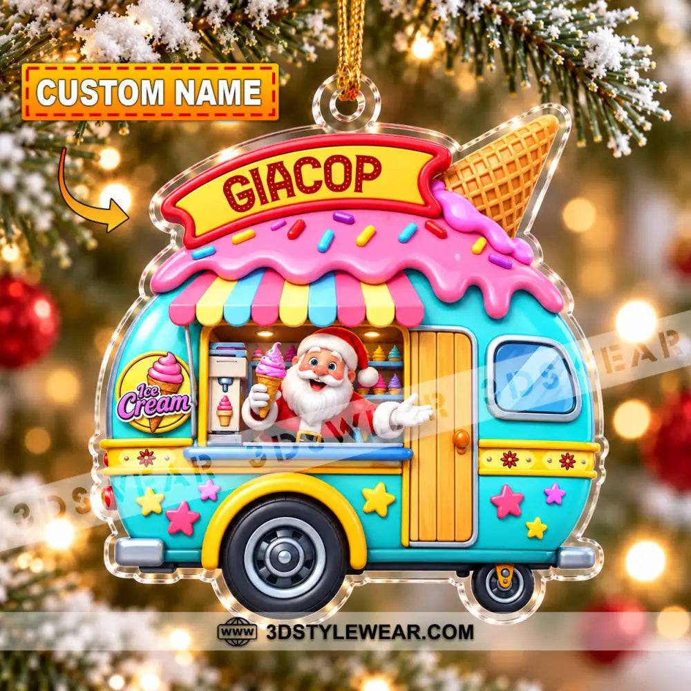 Ice Cream Santa Home Decor Christmas Ornament Personalized Ornament - 3.54’’ / 1 Ornament - Ornament