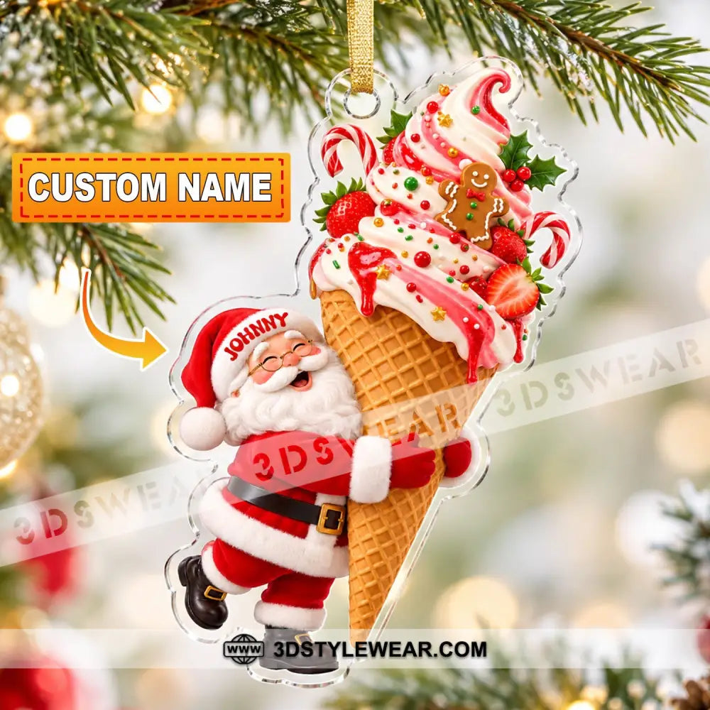 Ice Cream Santa Home Decor Christmas Ornament Personalized Ornament - 3.54’’ / 1 Ornament - Ornament