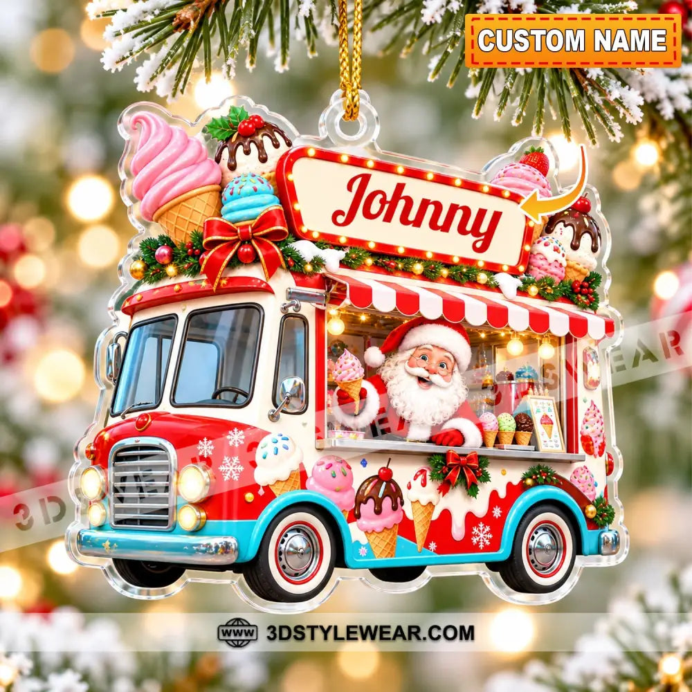 Ice Cream Santa Home Decor Christmas Ornament Personalized Ornament - 3.54’’ / 1 Ornament - Ornament