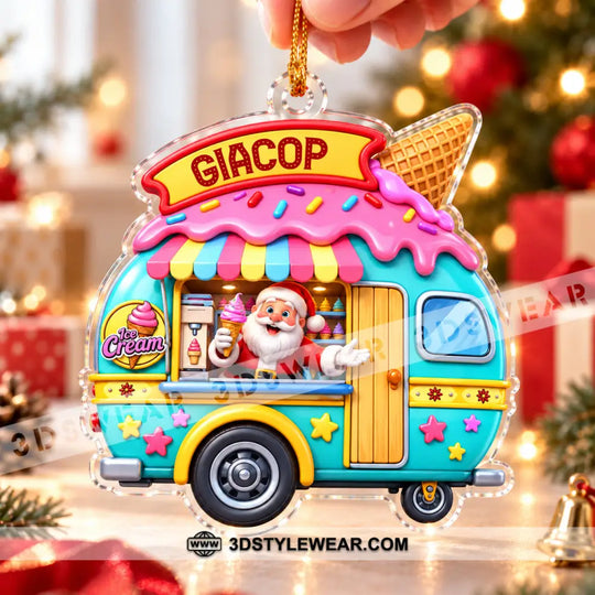 Ice Cream Santa Home Decor, Christmas Ornament, Personalized Ornament style option 3