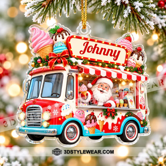 Ice Cream Santa Home Decor, Christmas Ornament, Personalized Ornament style option 2
