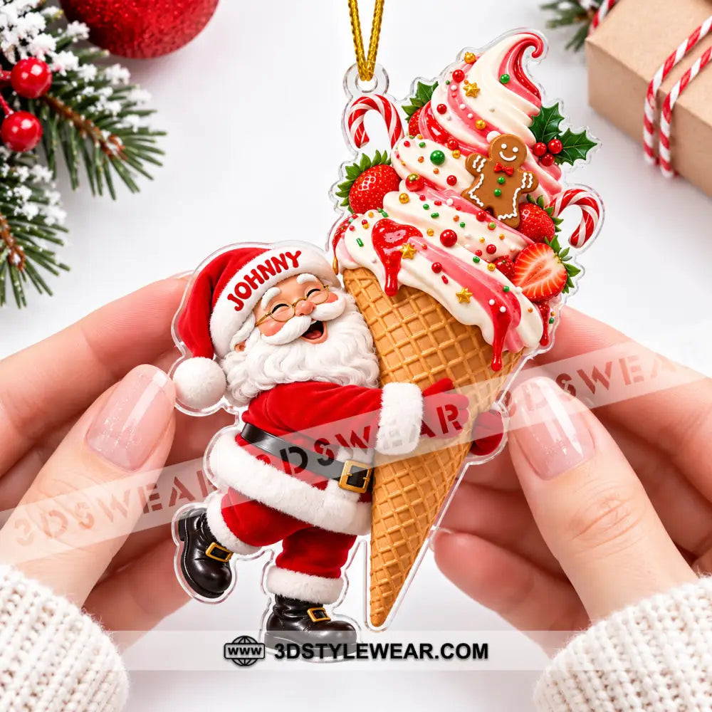 Ice Cream Santa Home Decor Christmas Ornament Personalized Ornament - Ornament