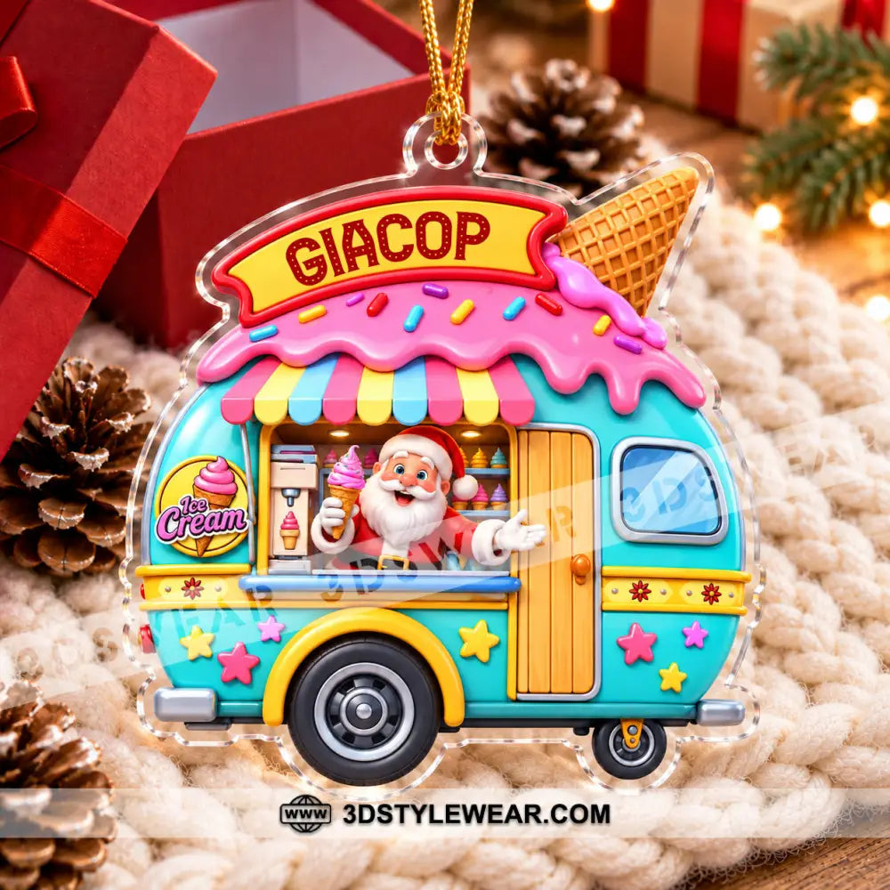 Ice Cream Santa Home Decor Christmas Ornament Personalized Ornament - Ornament
