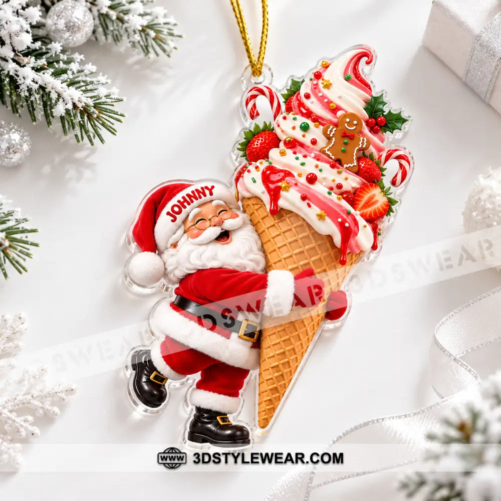 Ice Cream Santa Home Decor Christmas Ornament Personalized Ornament - Ornament