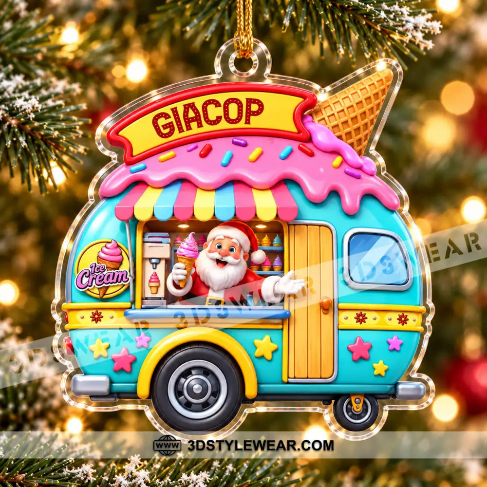 Ice Cream Santa Home Decor Christmas Ornament Personalized Ornament - Ornament