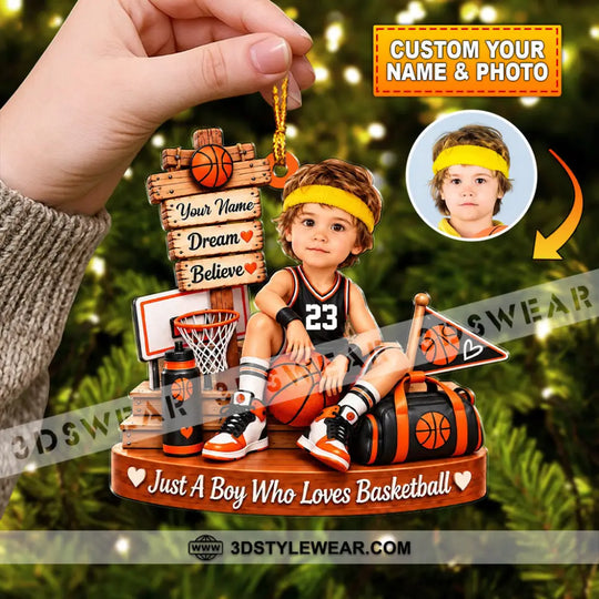 Just A Boy Who Loves Basketball Home Decor, Christmas Ornament, Personalized Ornament style option 1