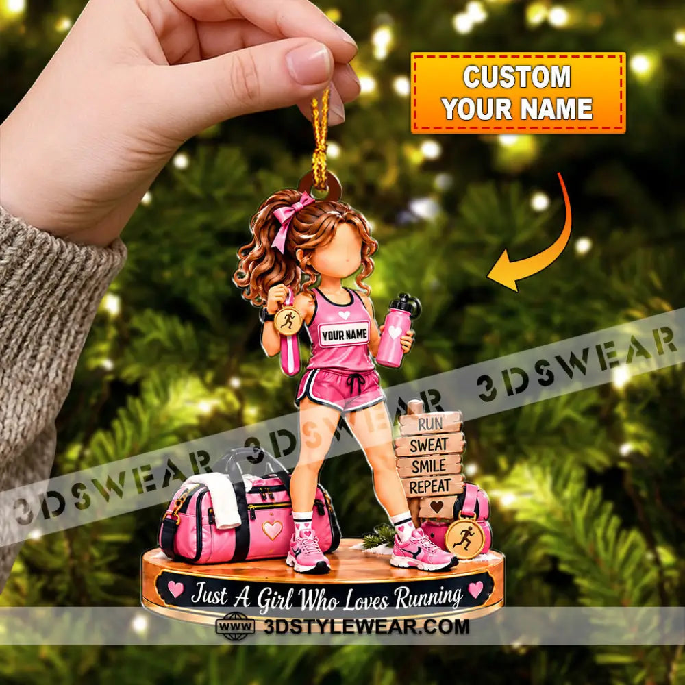 Just A Girl Who Loves Running Home Decor Christmas Ornament Personalized Ornament - 3.54’’ / 1 Ornament - Ornament