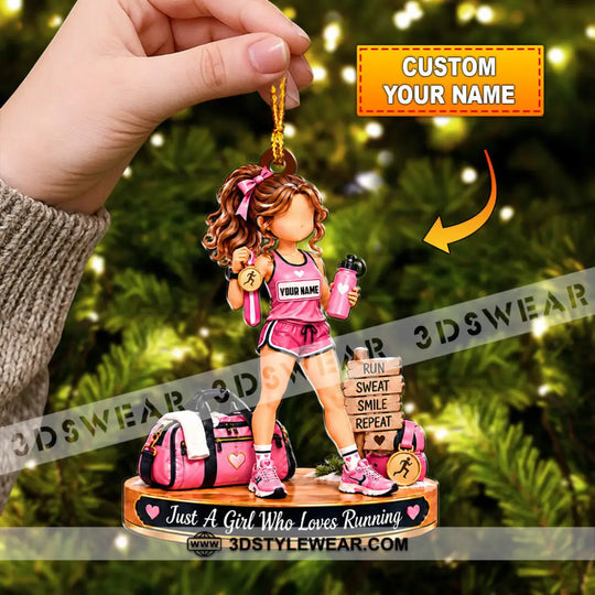 Just A Girl Who Loves Running Home Decor, Christmas Ornament, Personalized Ornament style option 1