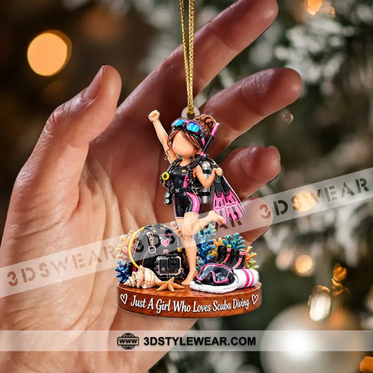 Just A Girl Who Loves Scuba Diving Home Decor, Christmas Ornament, Personalized Ornament style option 2