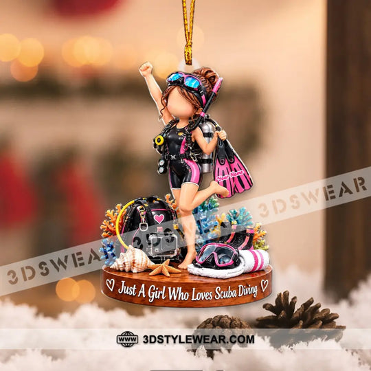 Just A Girl Who Loves Scuba Diving Home Decor, Christmas Ornament, Personalized Ornament style option 3