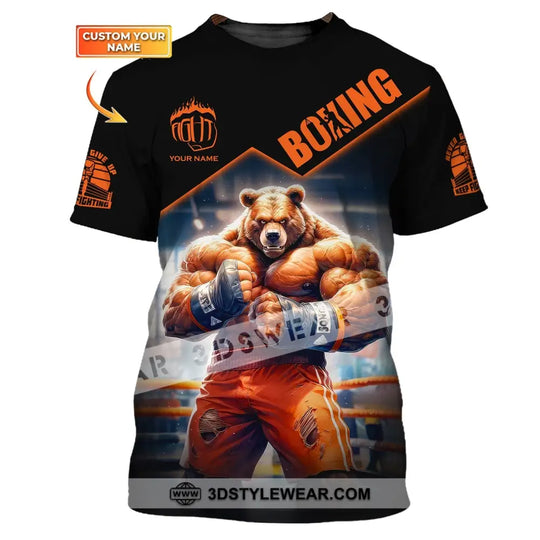 Man Shirt, Boxing Shirt, Custom Name T-Shirt, Boxing Bear, Gift for Boxing Lover style option 1